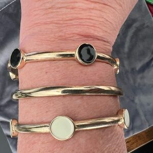 Gold and Cream Bangle Bracelets